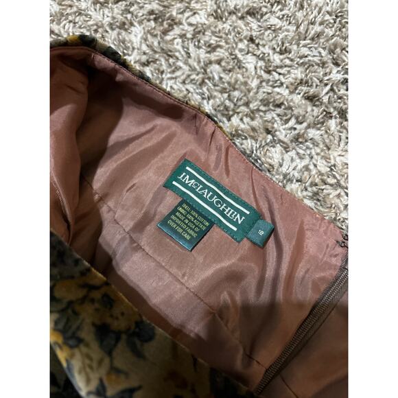 Vintage J McLaughlin Floral Suede Maxi Skirt Side Slit L - Picture 2 of 2